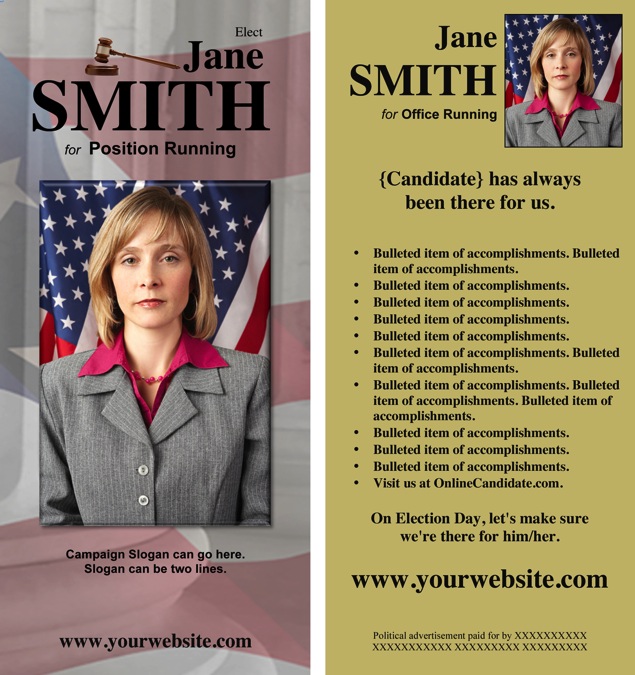Judges And Judicial Candidate Print Templates Gold Theme Judges And Judicial Candidates Gold Avery Rack Card Template