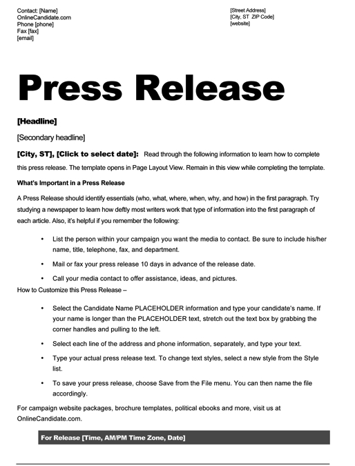 sample press release template