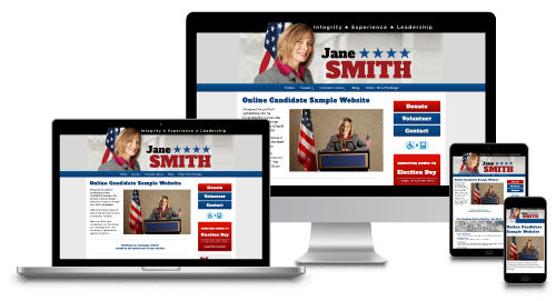 political campaign website designs on screens