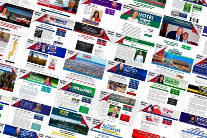 Political website colors often go beyond the traditional red, white and blue.