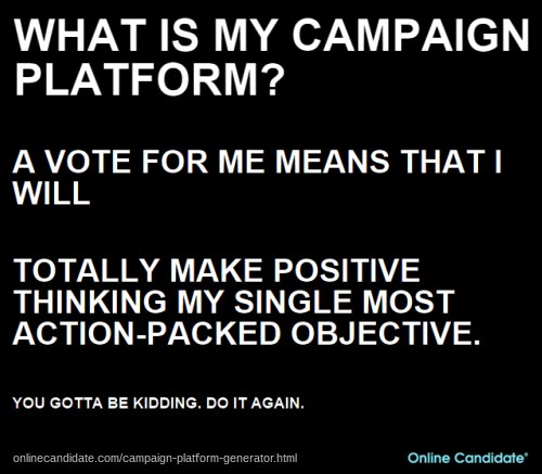political campaign platform generator quote