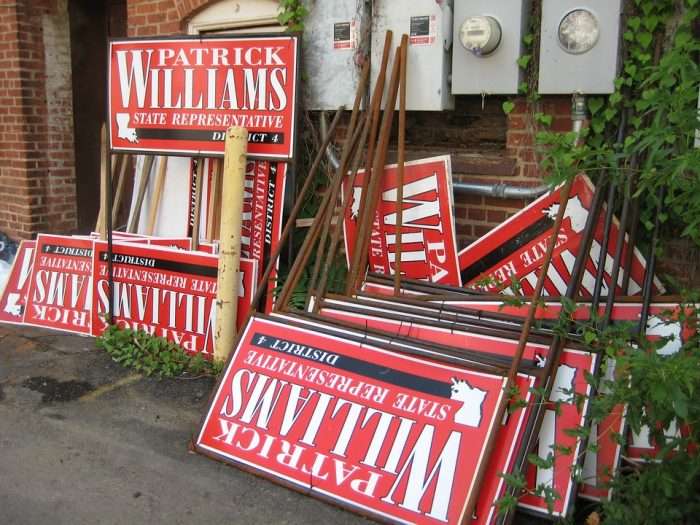 No Campaign Slogans on These Political Yard Signs