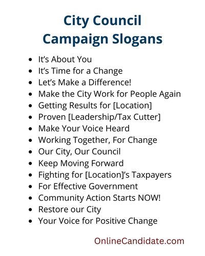 more city council candidate slogan ideas