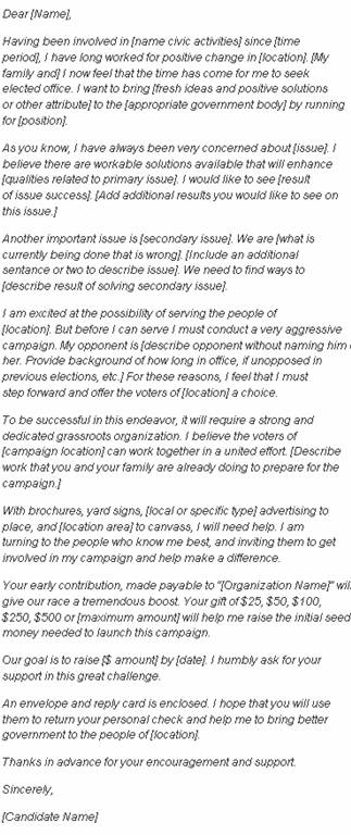 Sample Campaign Fundraising Letter