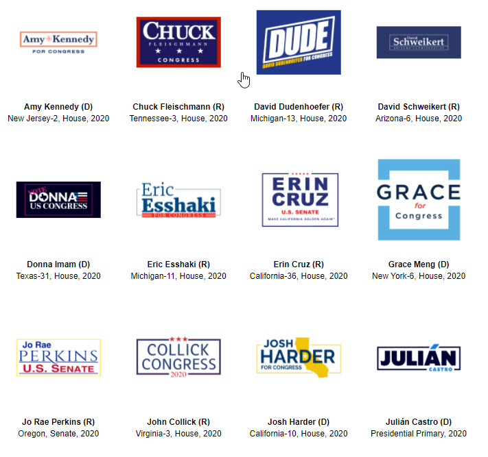 boxed logos for US congressional candidates