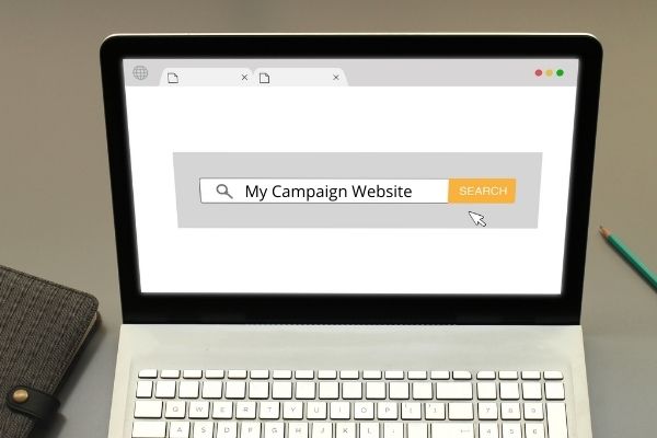 search engine showing political campaign website online