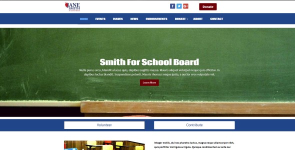 School board site template theme with green chalk board