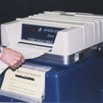 Voter at a voting machine