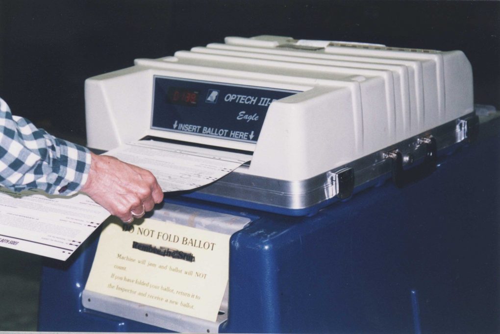 Voter at a voting machine
