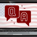 computer screen with flag and q and a on it