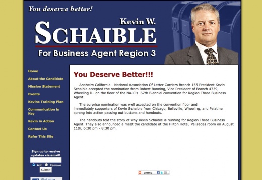 Kevin Schaible for National Association Of Letter Carriers Region Three