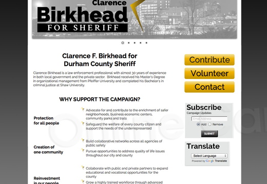Clarence F Birkhead for Durham County Sheriff