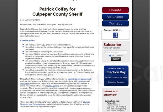 Patrick Coffey for Culpeper County Sheriff