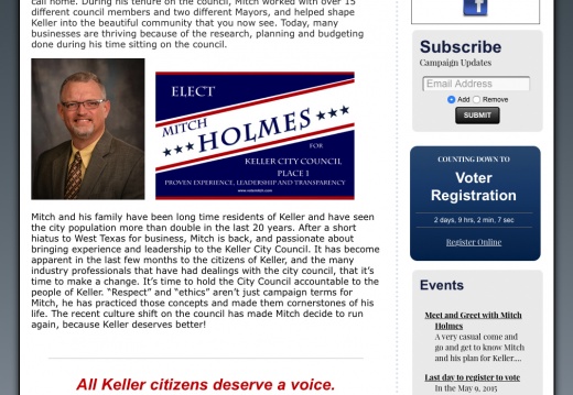 Mitch Holmes for Keller City Council, Place 1