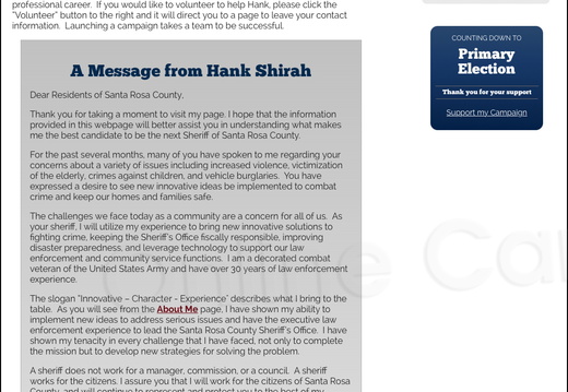 Henry “Hank” Shirah for Sheriff of Santa Rosa County