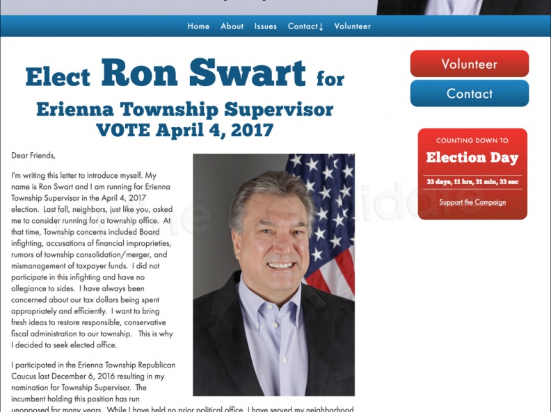 Ron Swart for Erienna Township Supervisor