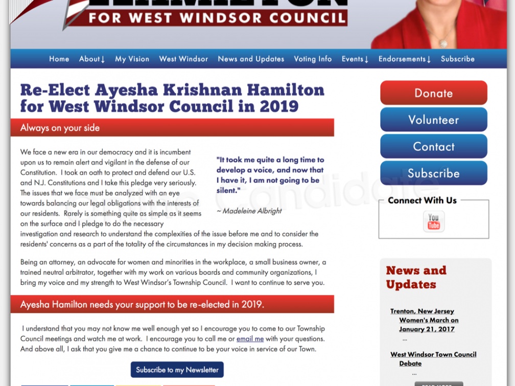 Re-Elect Ayesha Krishnan Hamilton for West Windsor Council