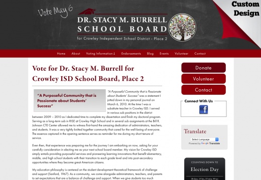 Dr. Stacy M. Burrell for     Crowley ISD School Board, Place 2