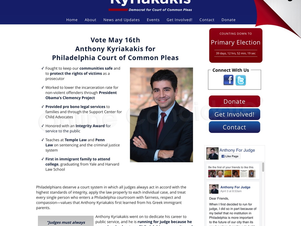 Elect Anthony Kyriakakis for Judge for the Philadelphia Court of Common Pleas