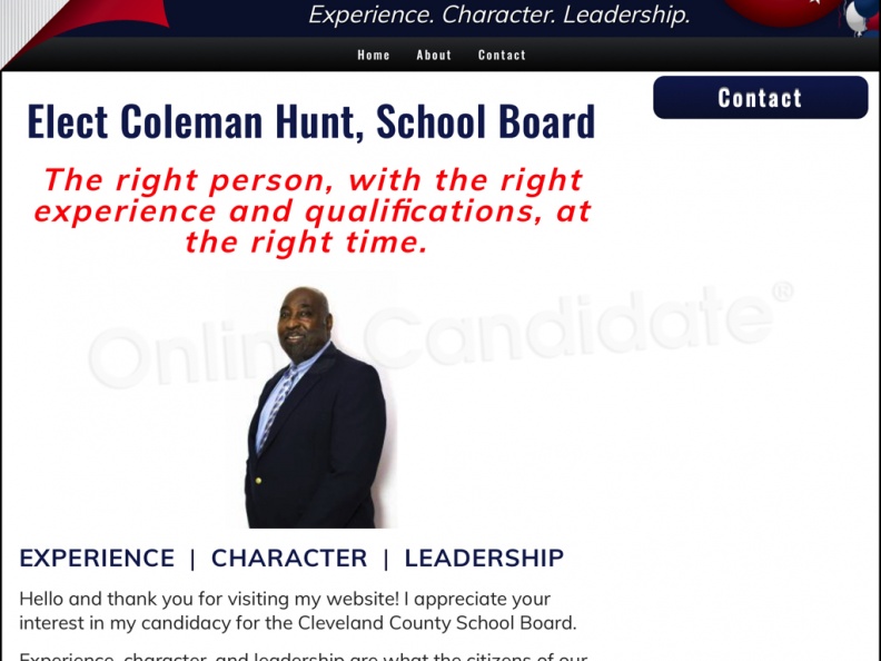 Elect Coleman Hunt for Cleveland County School Board