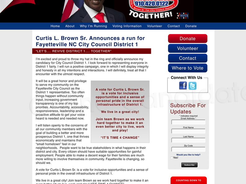Curtis L. Brown Sr. Announces a run for Fayetteville NC City Council District 1 “