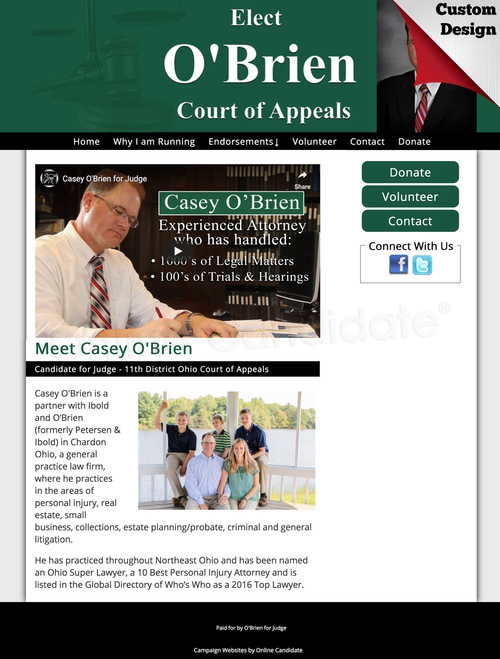 Casey O'Brien Candidate for Judge - 11th District Ohio Court of Appeals