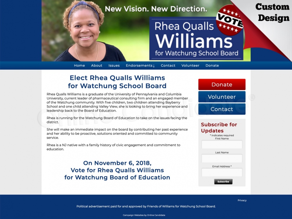 Rhea Qualls Williams for Watchung School Board