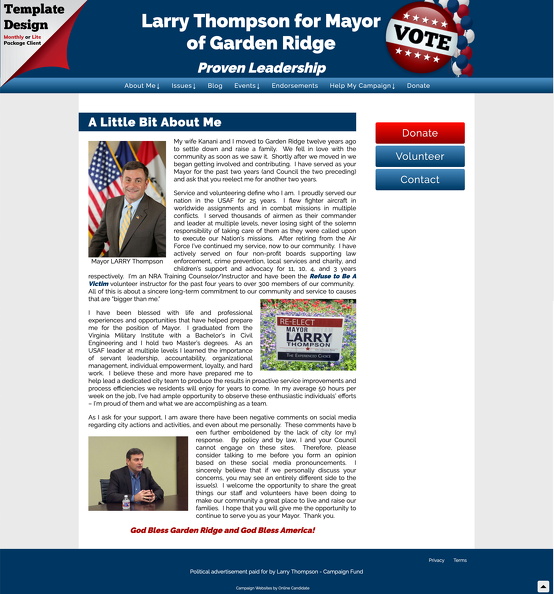 Larry Thompson For Mayor Of Garden Ridge Campaign Website Design