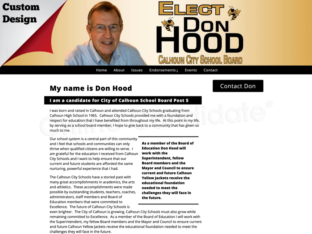 Don Hood for City of Calhoun School Board Post 5