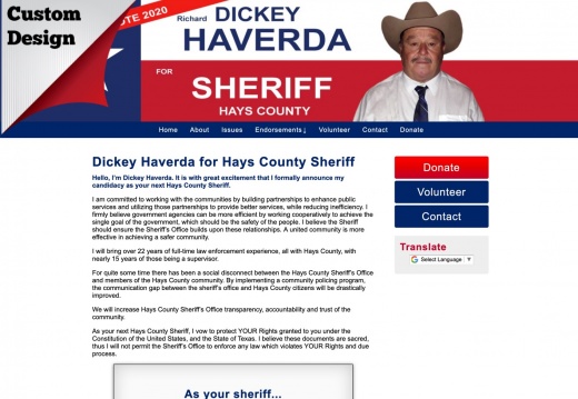 Dickey Haverda for Hays County Sheriff