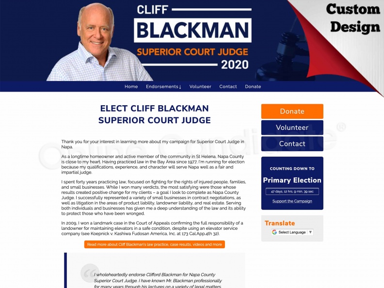 Cliff Blackman for Napa County  Superior Court Judge