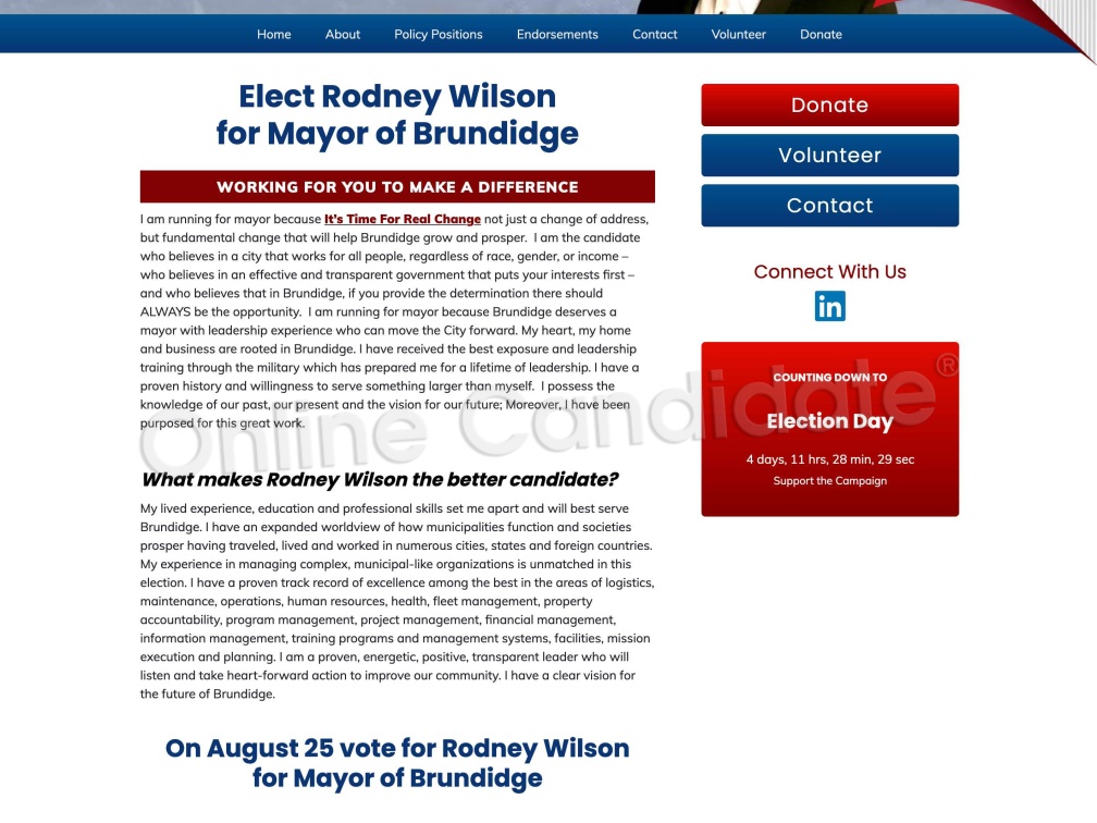 Rodney Wilson for Mayor of Brundidge