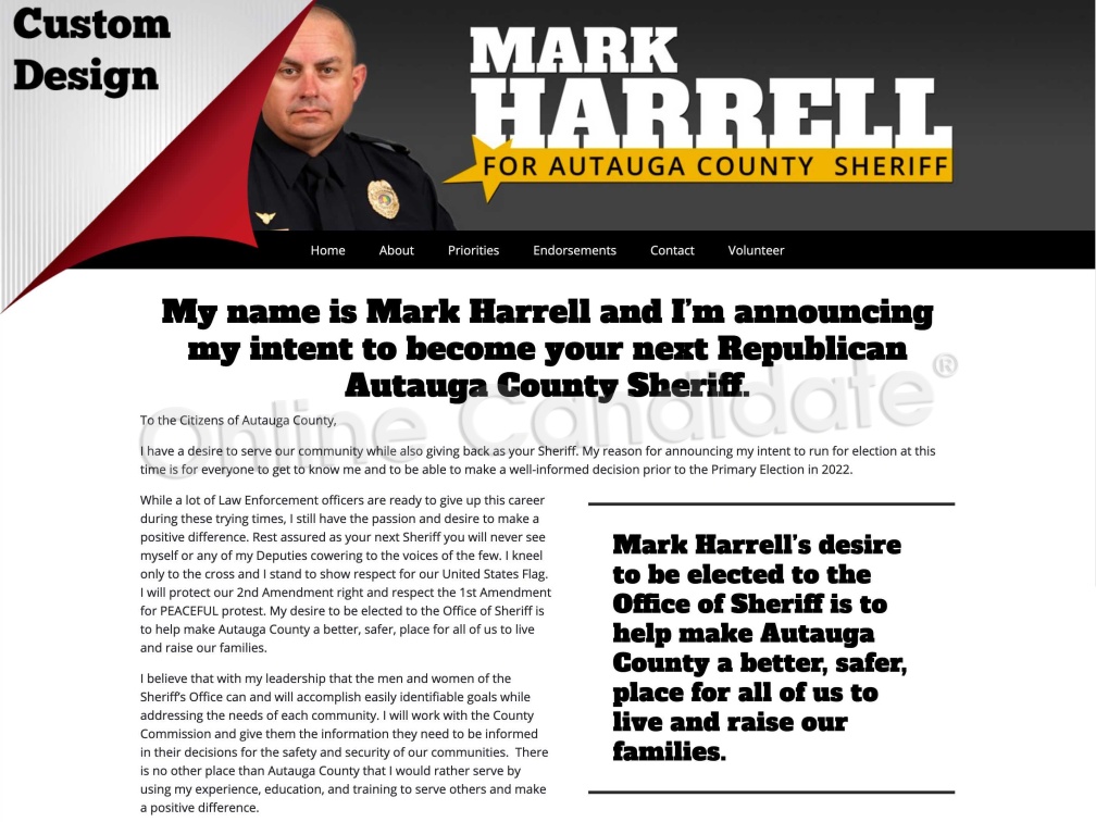 Mark Harrell for Autauga County Sheriff.
