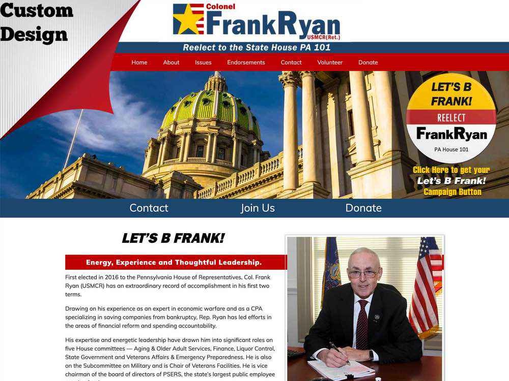 Reelect Retired Colonel Frank Ryan for Pennsylvania State Representative - 101 District