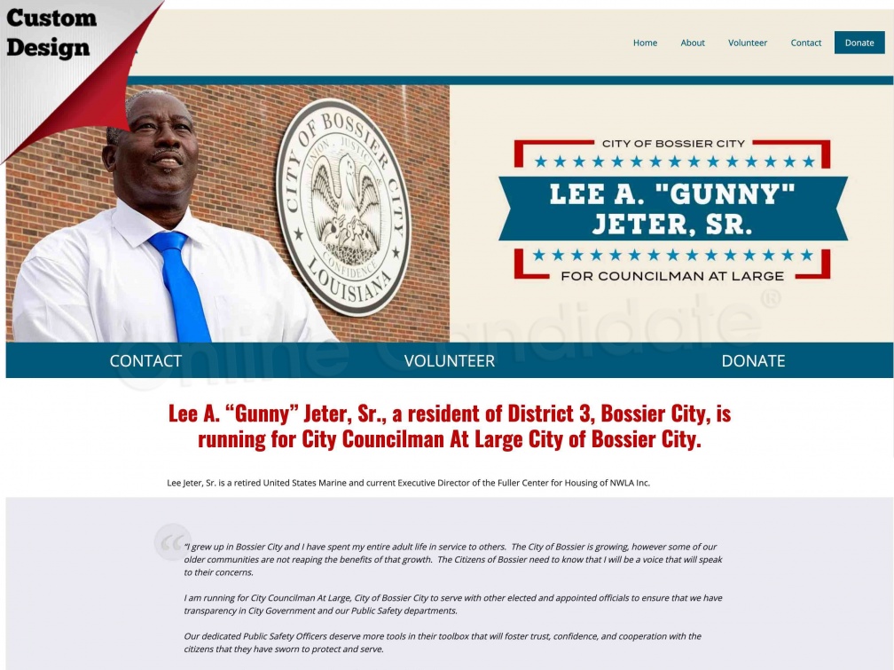 Lee Jeter, Sr for City Councilman At Large City of Bossier City