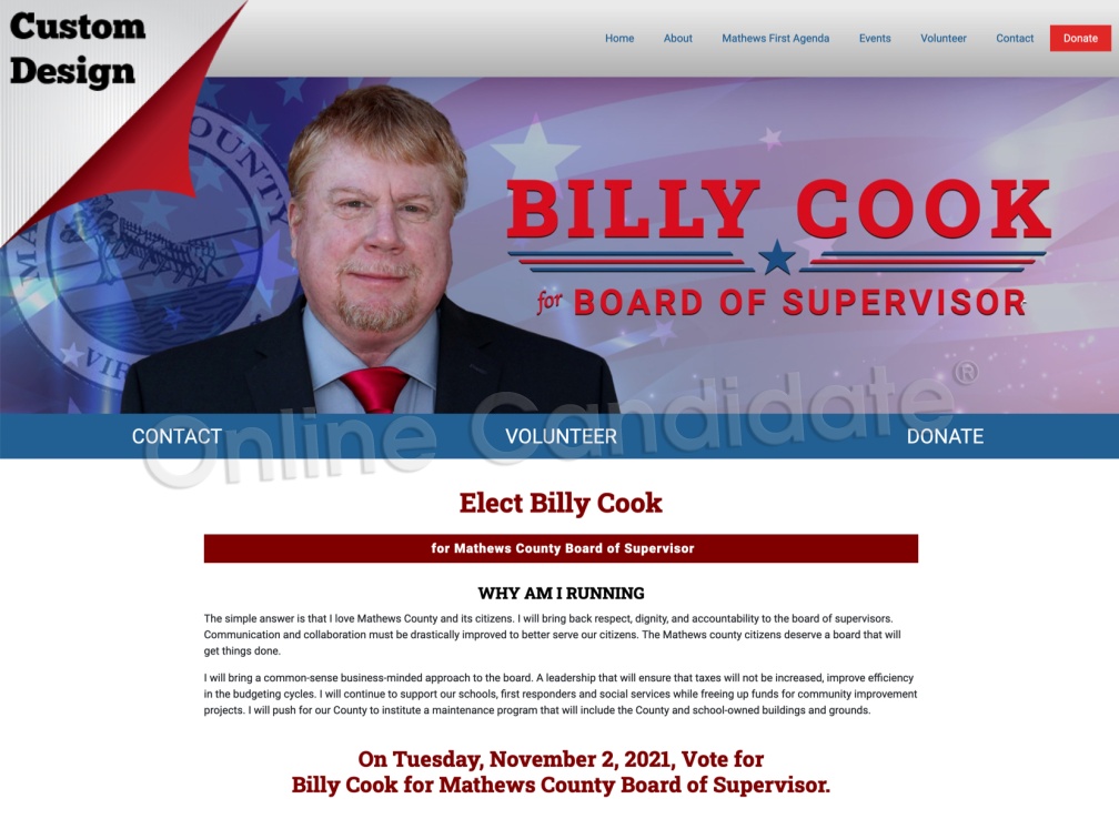  Billy Cook for Mathews County Board of Supervisor.