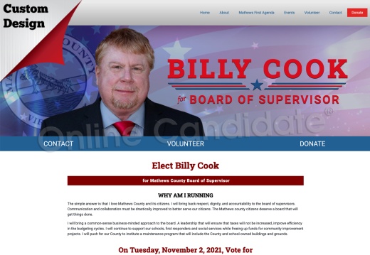  Billy Cook for Mathews County Board of Supervisor.
