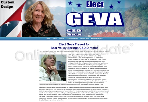 Geva Frevert for Bear Valley Springs CSD Director