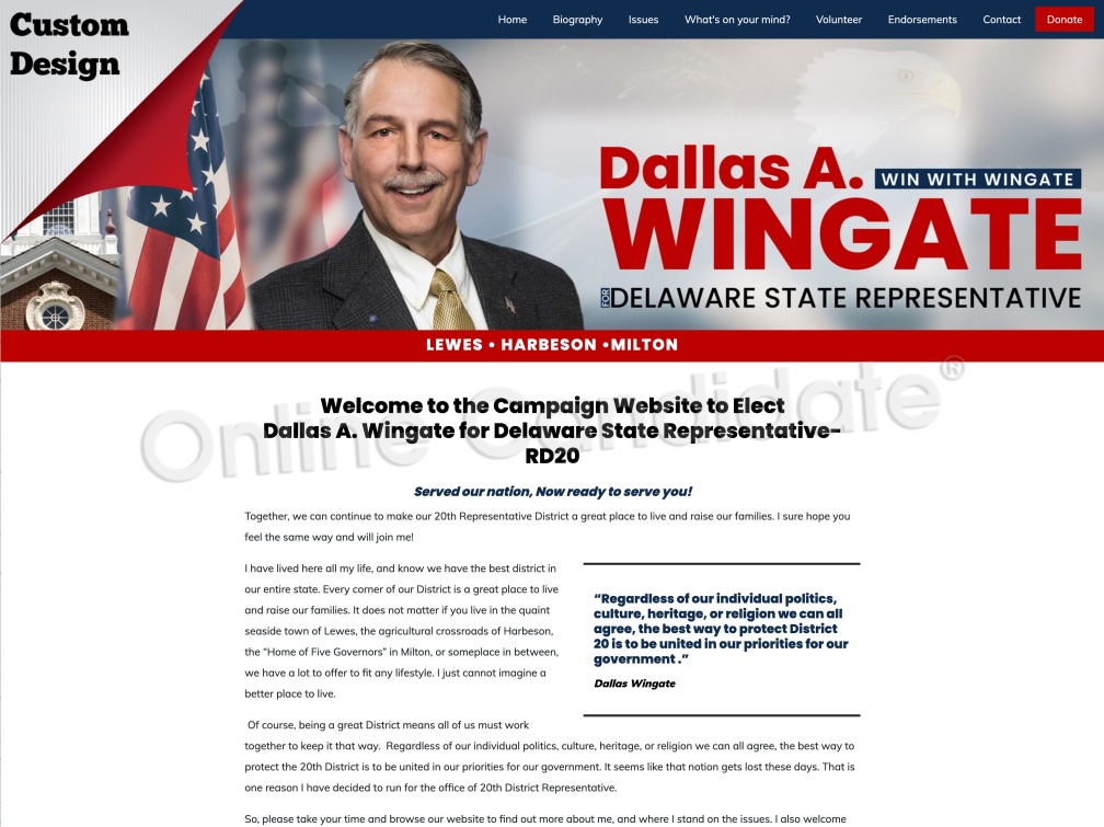 Dallas A. Wingate for Delaware State Representative - 20th District