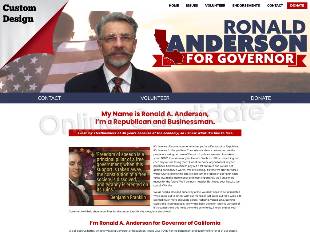 Ronald A. Anderson for Governor of California