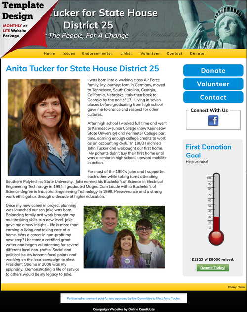 Anita Tucker for State House District 25 (3141 visits) Anita Tucker for State House District 25