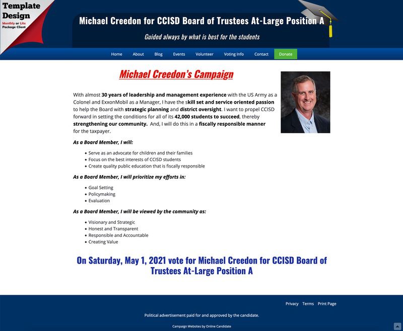 Michael Creedon for CCISD Board of Trustees At-Large Position A