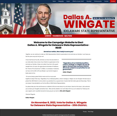 State Representative Website Featuring Flag Example